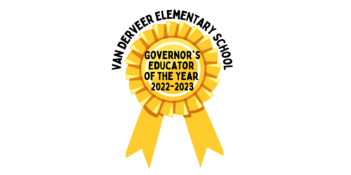yellow ribbon with the text "Vander veer elemtnary school governor's educator of the year 2022-2023