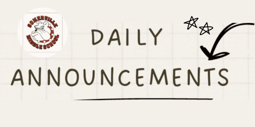 Daily Announcements in Black on grey graph paper