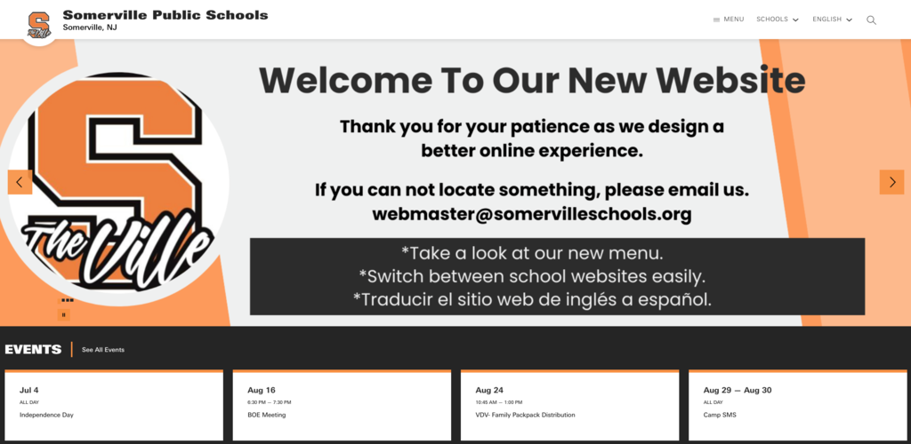 Thank you for your patience as we design a better online experience.  If you can not locate something, please email us. webmaster@somervilleschools.org