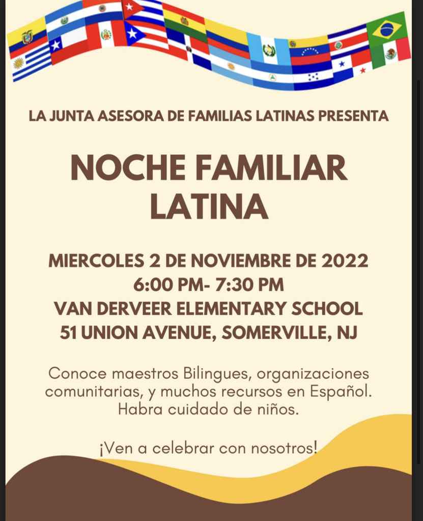 This image contains information about Latino Family Night on Wednesday November 2nd 2022 at 6PM.